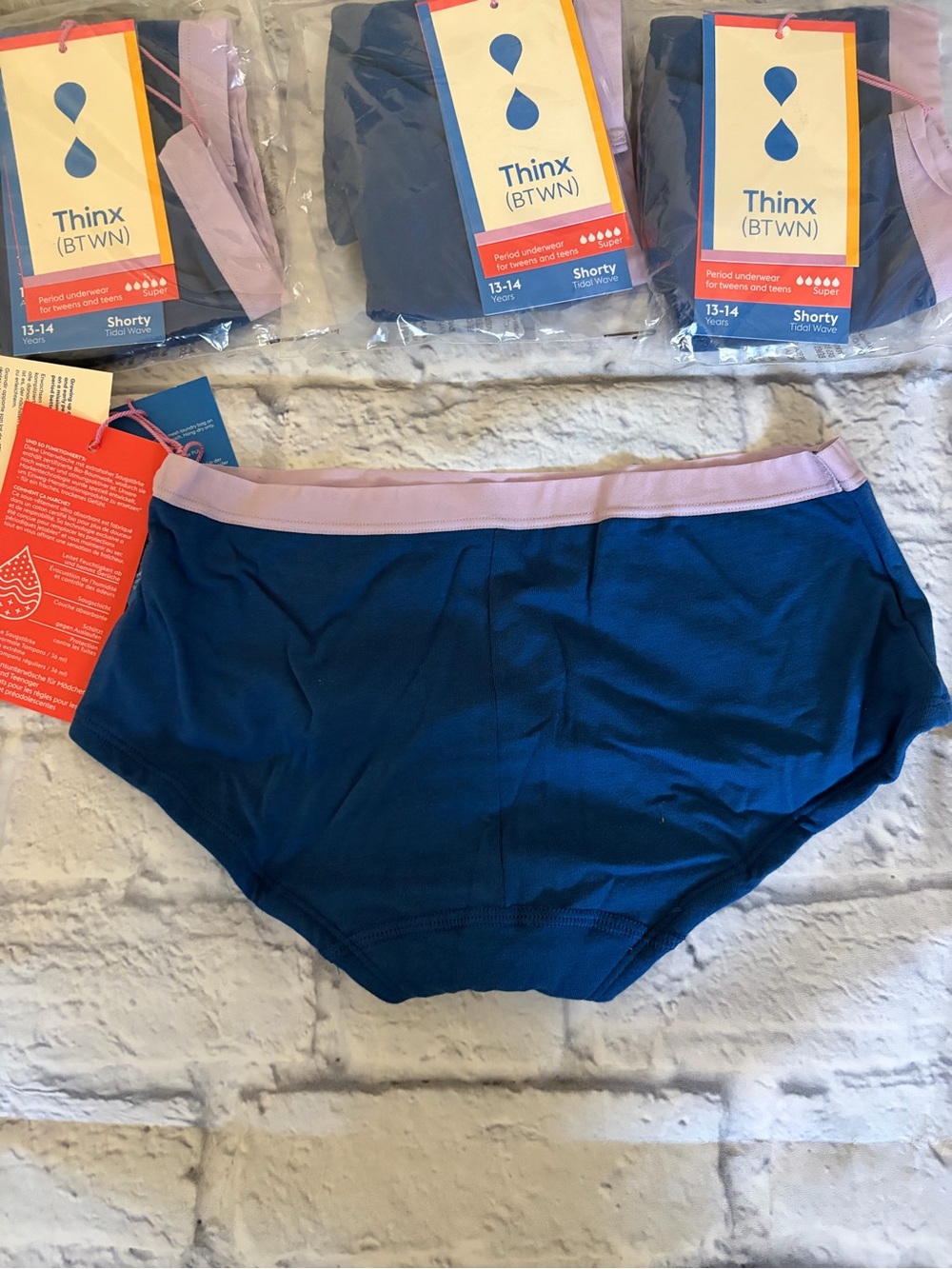 Lot of 8: NWT Thinx Cotton Brief Period Underwear with Pink Waistband - Picture 7 of 7